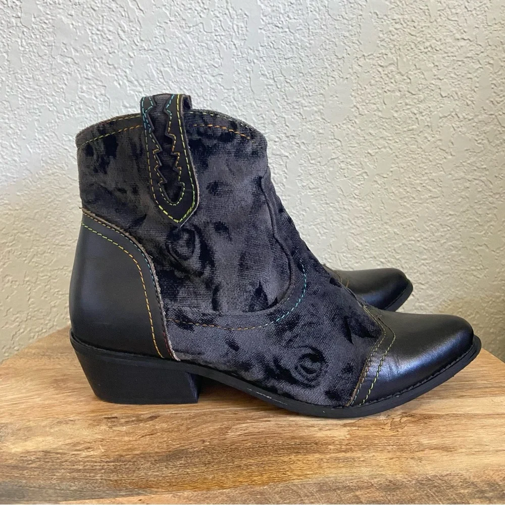 L'Artiste Countrypop Velvet And Leather Booties